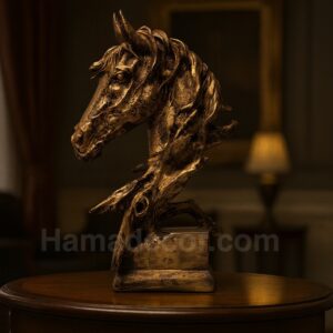 antique golden horse bust