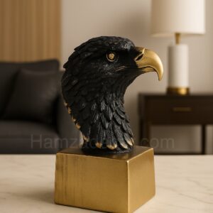 golden eagle head sculpture – fibre craft decor piece