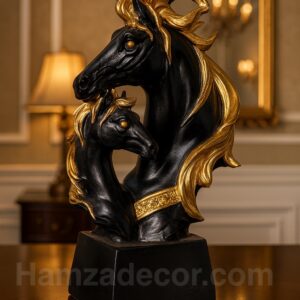 bond horse sculpture black gold