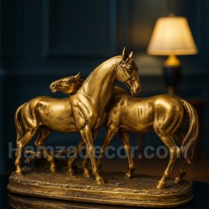 royal golden horse pair sculpture