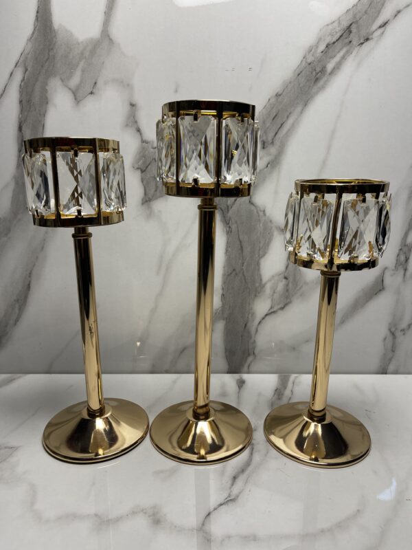3-in-1 Metal &Crystal Candle Stand Set