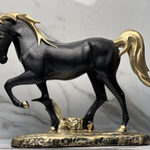 Victory Elegant Black & Gold Horse Sculpture