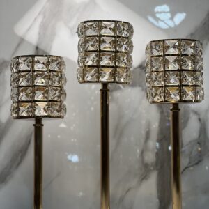 Luxury Crystal & Metal Candle Stand Set (3-in-1)