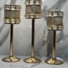 Elegant Metal Candle Stand Set with Crystal Accents (3-in-1) - Image 3