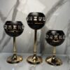 Luxury Black & Gold Crystal Candle Stand Set (3-in-1) - Image 2