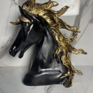 luxury black & gold horse head sculpture – elegant home decor accent