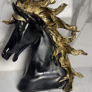 Luxury Black & Gold Horse Head Sculpture – Elegant Home Decor Accent