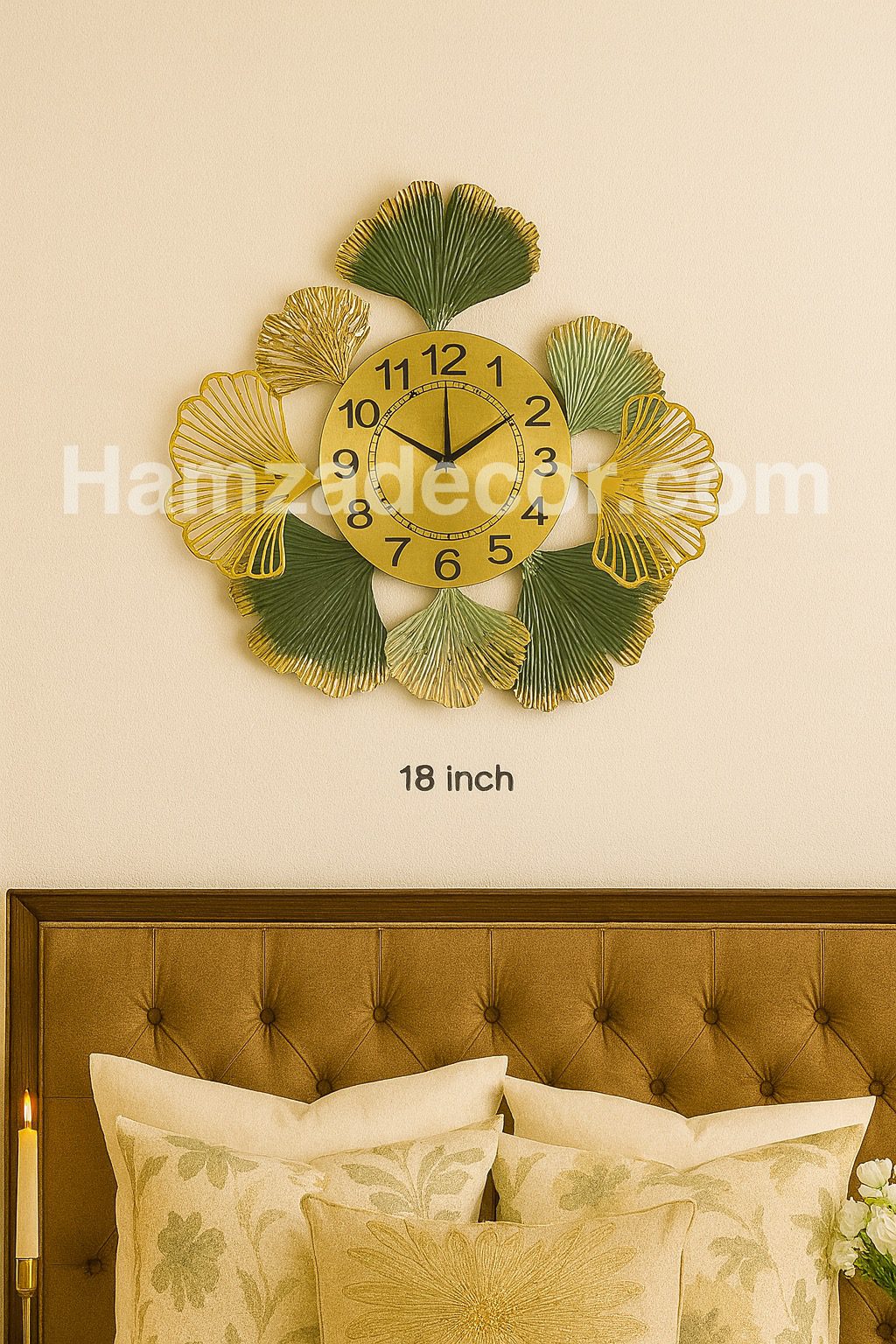 premium 18 inch metal wall clock – floral design with anti rust coating, imported quality premium 18 inch metal wall clock – floral design with anti rust coating, imported quality