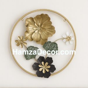 premium round metal wall hanging – 24 inches multi color floral design, lightweight & non blackable