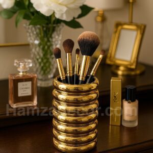 elegant golden brush holder – 8 inches, imported quality, multipurpose use