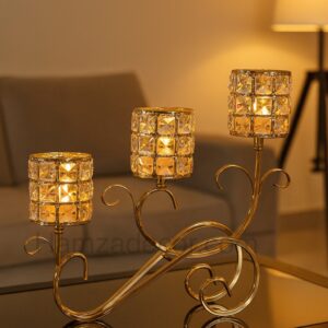 in 1 crystal metal candle stand | premium imported piece