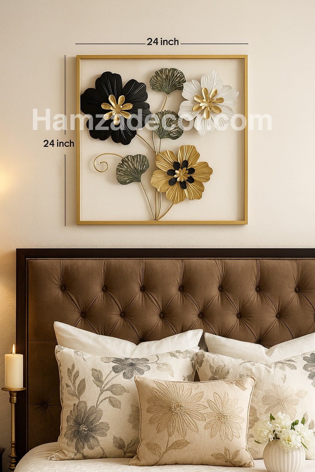 premium square metal wall hanging – 24x24 inches floral frame, imported anti rust home décor piece premium square metal wall hanging – 24x24 inches floral frame, imported anti rust home décor piece