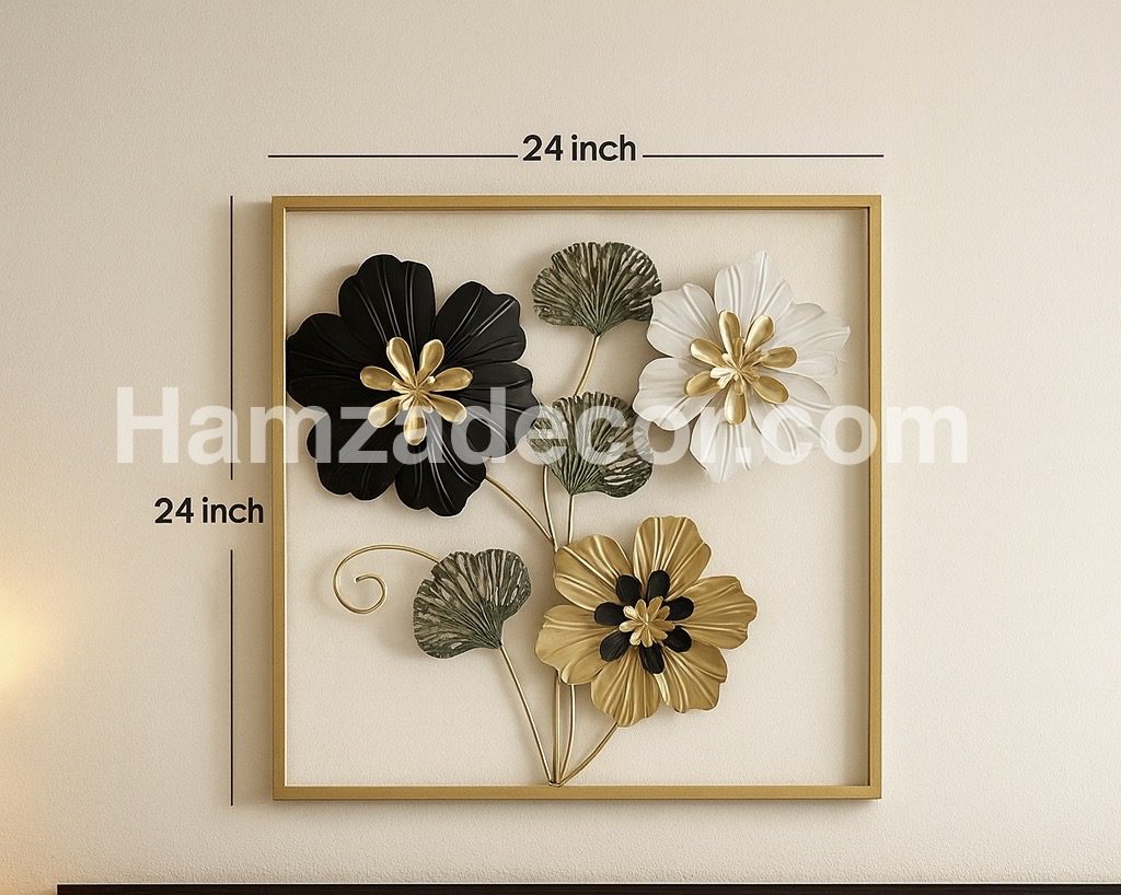 premium square metal wall hanging – 24x24 inches floral frame, imported anti rust home décor piece premium square metal wall hanging – 24x24 inches floral frame, imported anti rust home décor piece