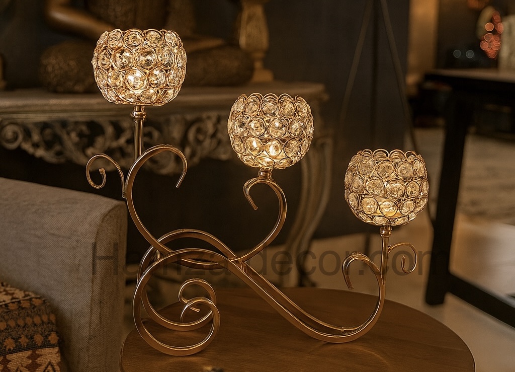 in 1 crystal metal candle stand | premium imported piece in 1 crystal metal candle stand | premium imported piece