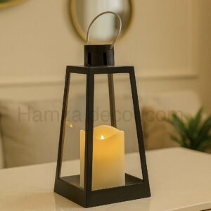 8 inches black lantern with real effect candle – imported quality