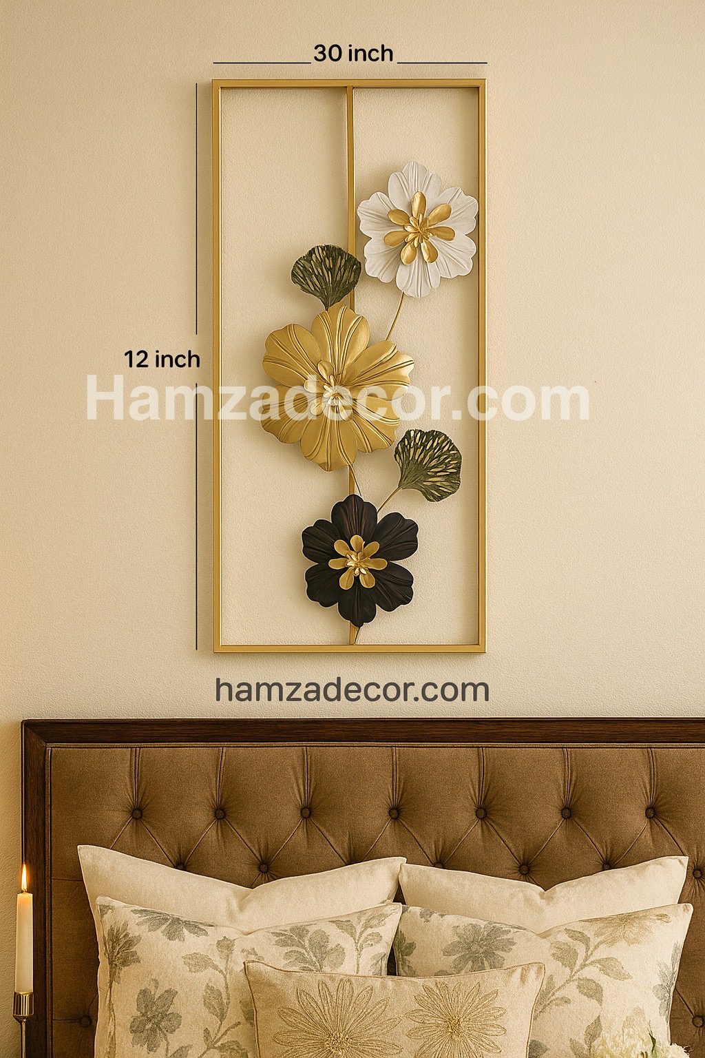 premium vertical metal wall hanging – 12x30 inches floral frame, imported anti rust home décor premium vertical metal wall hanging – 12x30 inches floral frame, imported anti rust home décor