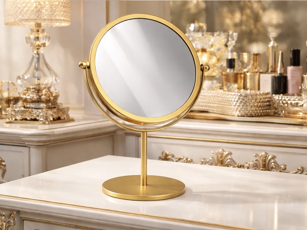 premium metal table mirror – moveable round design, anti rust imported quality premium metal table mirror – moveable round design, anti rust imported quality