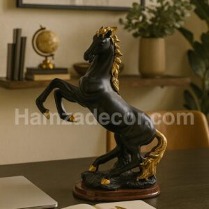 premium black & gold horse statue – 9 inch office and home table decoration piece