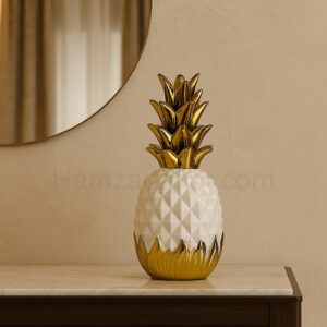 HamzaDecor | Home Decoration | Home Decor premium golden pineapple ceramic décor piece – 7 inch imported waterproof showpiece