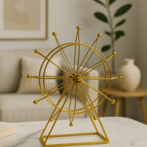 golden metal london eye decor wheel – 8 inch rotating dial | premium anti rust finish | imported office & home decor piece