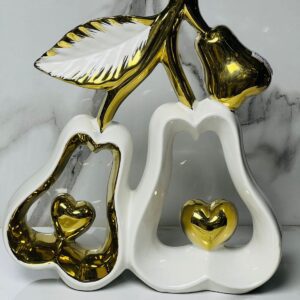premium ceramic pear shaped couple décor piece – 7 inch imported waterproof showpiece (white & black variants)