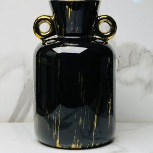 premium black & gold ceramic vase – 6.5 inch imported waterproof flower arrangement piece