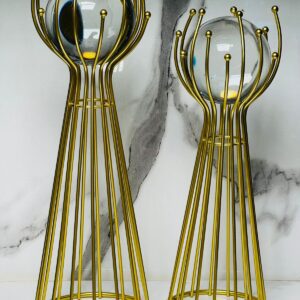 premium crystal ball on metal stand – 3 variants decorative set (10” & 8”) imported non blackable showpiece