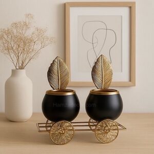 HamzaDecor | Home Decoration | Home Decor luxury metal candle stand – black & gold elegant design