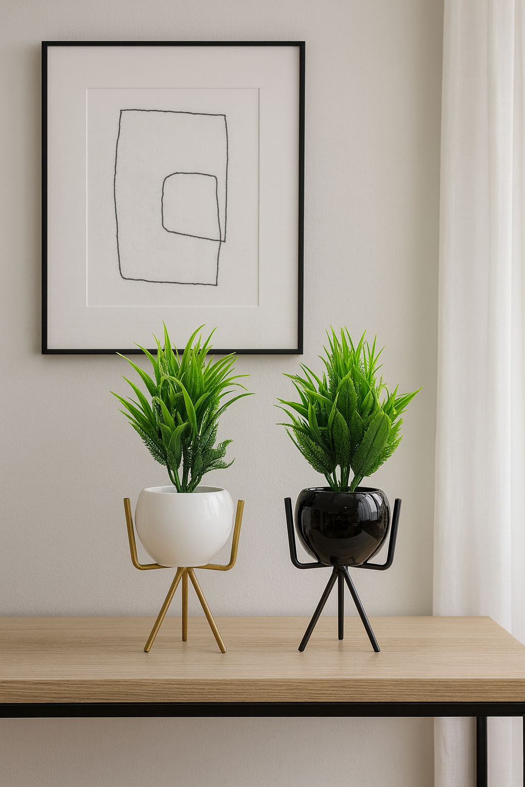 robot style ceramic planter with modern metal stand – decorative indoor artificial plant robot style ceramic planter with modern metal stand – decorative indoor artificial plant