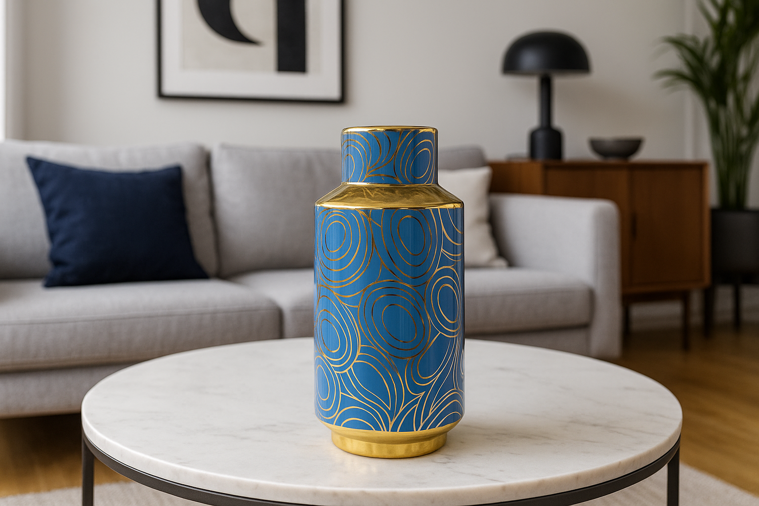 luxury blue & gold ceramic flower vase – premium home décor accent luxury blue & gold ceramic flower vase – premium home décor accent