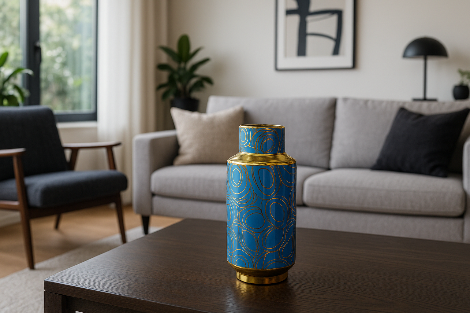 luxury blue & gold ceramic flower vase – premium home décor accent luxury blue & gold ceramic flower vase – premium home décor accent