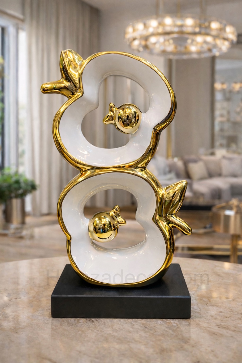 luxury double apple ceramic sculpture – imported premium home decor piece luxury double apple ceramic sculpture – imported premium home decor piece