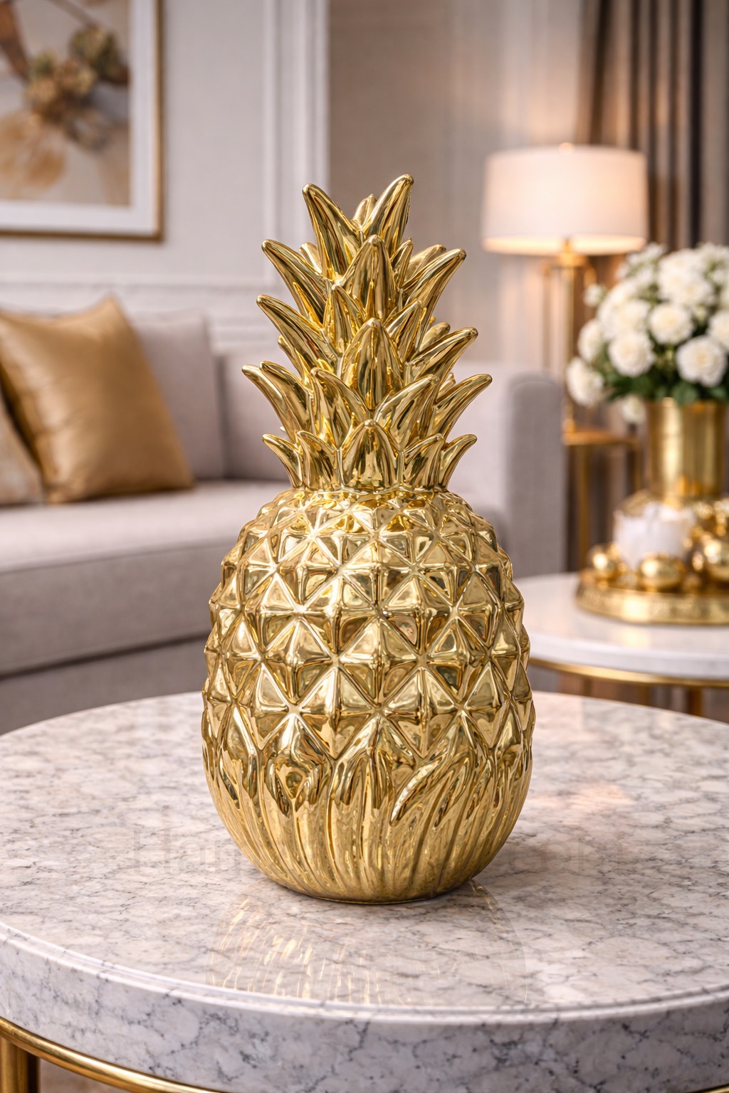 luxury imported ceramic pineapple décor – gold finish luxury imported ceramic pineapple décor – gold finish