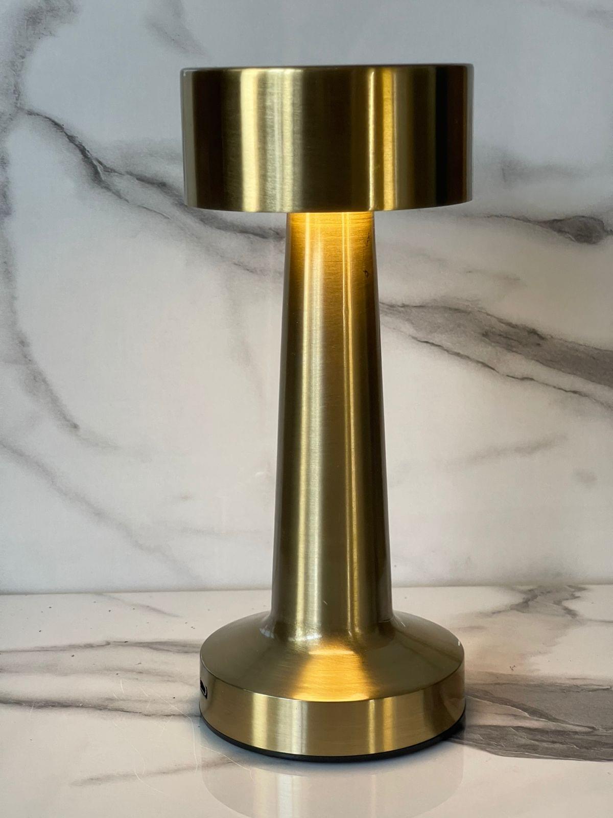 tall metal rechargeable touch lamp – 3 light modes | 10 inch luxury table lamp for home, office & restaurants